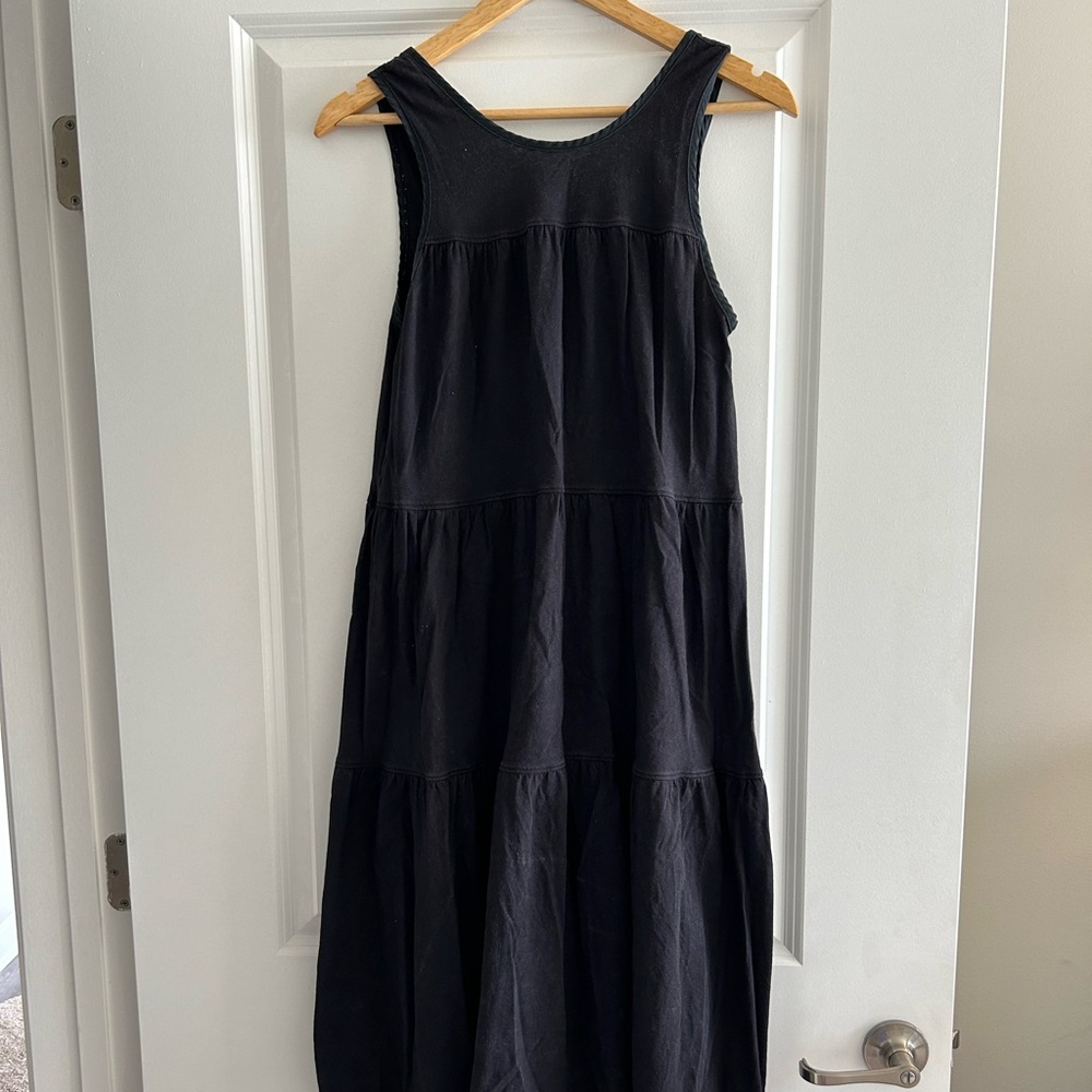 Everlane Black Tiered Midi Dress